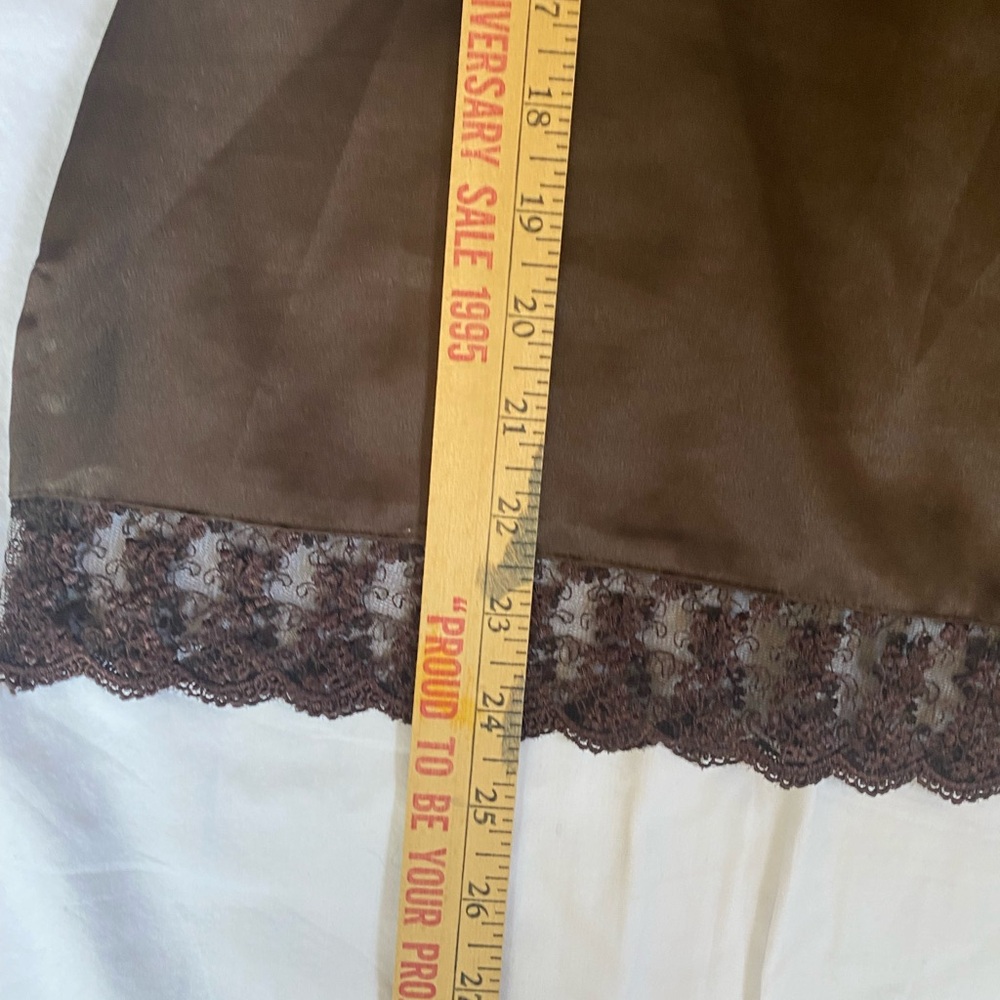 Ricki's Rich Chocolate Brown Lace Trim Satin Empire Waist Sexy Camisole Tank LG - Picture 12 of 16
